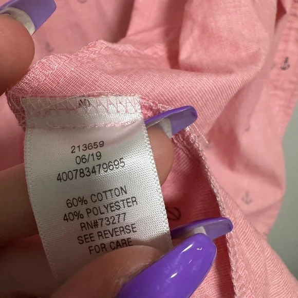 Croft and Barrow Pink Anchor Print Men's Button Up Shirt - Picture 7 of 7